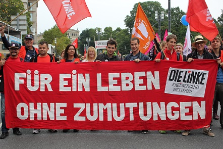Eine strake Delegation der Wetterauer Linken nahm an der Demonstration am 17. September teil.